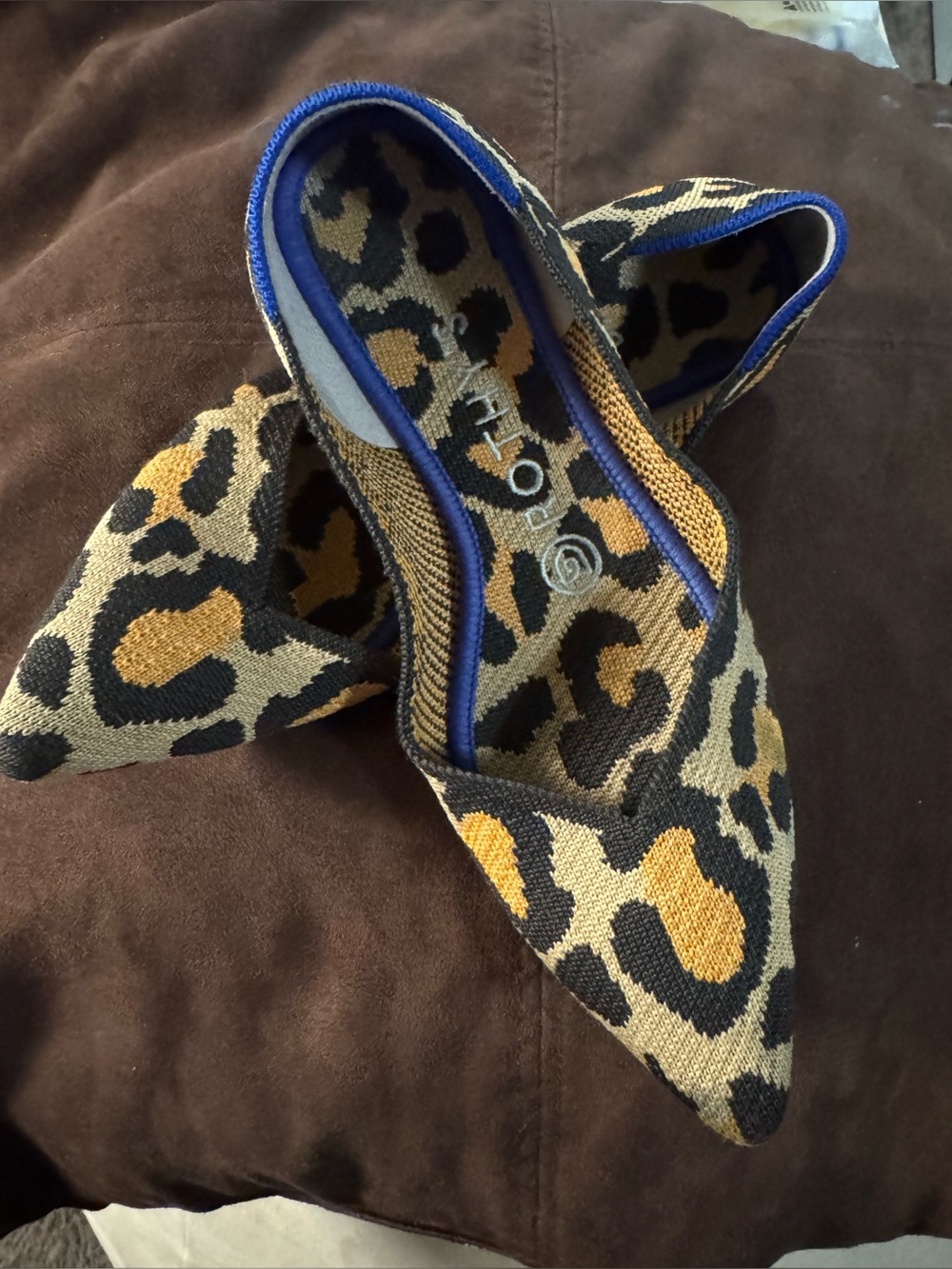 Rothy's The Point Big Cat Flats In Leopard Print Size W7
